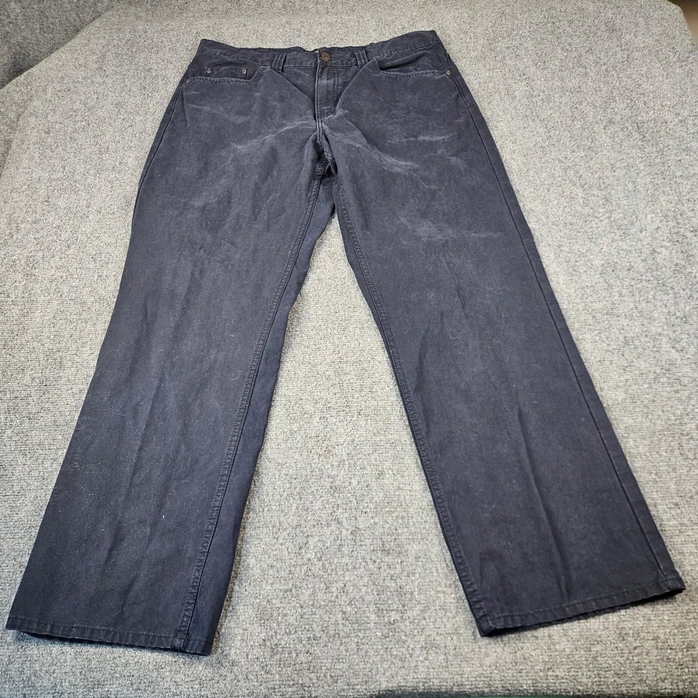 Blue Mountain Mens Canvas Work Pants 38x32 Navy Blue‎ 100% Cotton Straight Leg